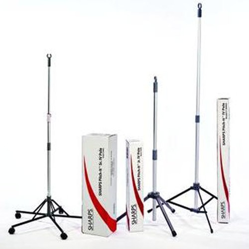 Sharps Compliance Pitch It I.V. Pole : Description - Pitch It Jr. Table Top Telescoping I.V. Pole - Extended Height - 53" Case of 12