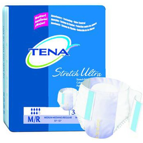 Tena Stretch Brief Ultra Absorbency : Waist/Hip - 33- 52in. Medium/Regular - Case of 72