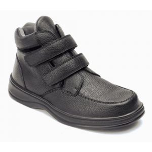 Orthofeet Glacier Gorge Mens Black Leather Orthopedic Strap Boots