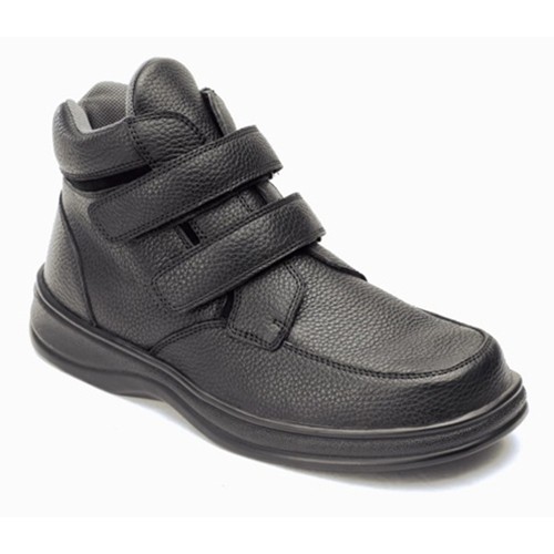 Orthofeet Glacier Gorge Mens Black Leather Orthopedic Strap Boots