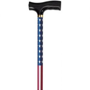 Designer Adjustable Derby Cane - Red White Blue Flag Design