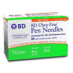 BECTON DICKINSON Ultra-Fine Nano Pen 32 Gauge Needle : Box of 90 Needles