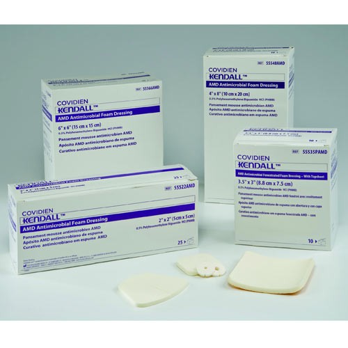 Kendall AMD Antimicrobial Foam Dressings : Case of 50-4 inch x 8 inch