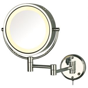 Jerdon 2-Sided (1x/8x) Swivel Halo Lighted Wall Mount Mirror