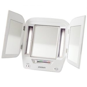 Jerdon Euro Tri Fold Lighted Makeup Mirror