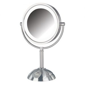 Jerdon 8-1/2 Inch 1X/8X Tabletop 2 Sided Swivel LED Lighted Mirror