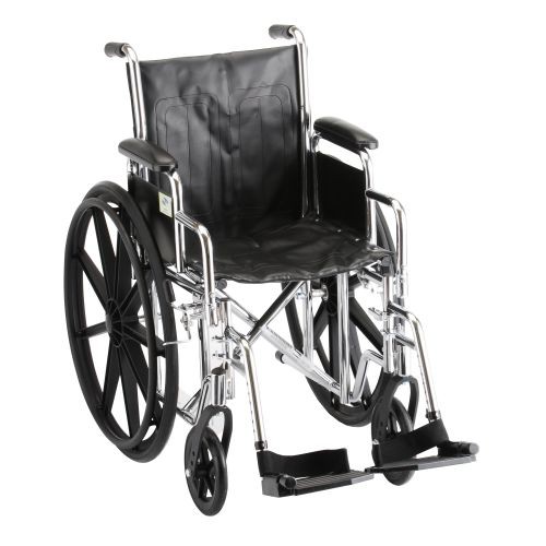 Nova Steel & Vinyl Wheelchair W/ Detach Desk Arms & Footrests : 24" Swing Away Footrests