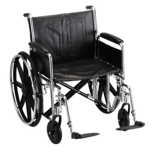 Nova Steel & Vinyl Wheelchair W/Detach Desk Arms & Footrests : 24" Swing Away Footrests
