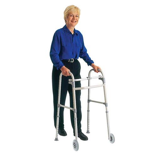 Carex Single Button Walker With 5 inch Wheels