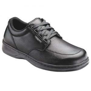 Orthofeet Mens Avery Island Fast Lace Black Leather Orthopedic Shoes