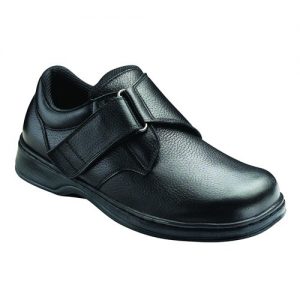 Orthofeet Broadway Mens Strap Black Leather Orthopedic Shoes