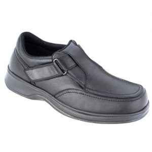 Orthofeet Carnegie Mens Slip-On Black Leather Orthopedic Shoes
