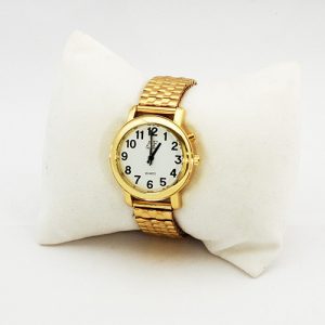 One-Button Talking Watch with Alarm - Gold w/White Face