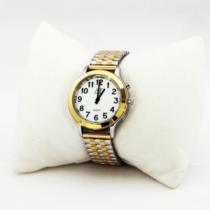 One-Button Talking Watch with Alarm - 2 Tone Silver/Gold