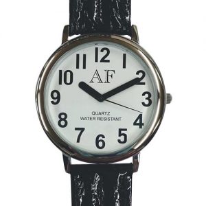 Unisex Low Vision Silver Tone Watch w/White Face