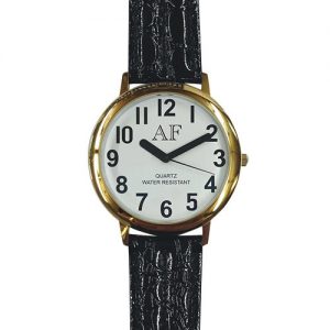 Unisex Low Vision Gold Tone Watch w/White Face