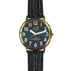 Unisex Low Vision Gold Tone Watch w/Black Face