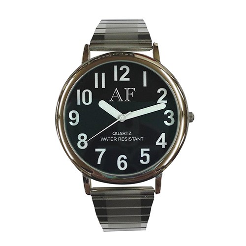 Unisex LV Silver Tone Watch w/Black Face