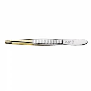 Mà¶rser Curved Point Tweezers Gilded 1